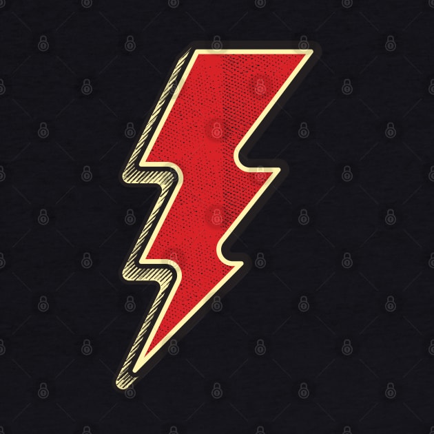 KICK ASS Flash Lightning Bolt Electricity Symbol Vintage Style Sketch by Naumovski